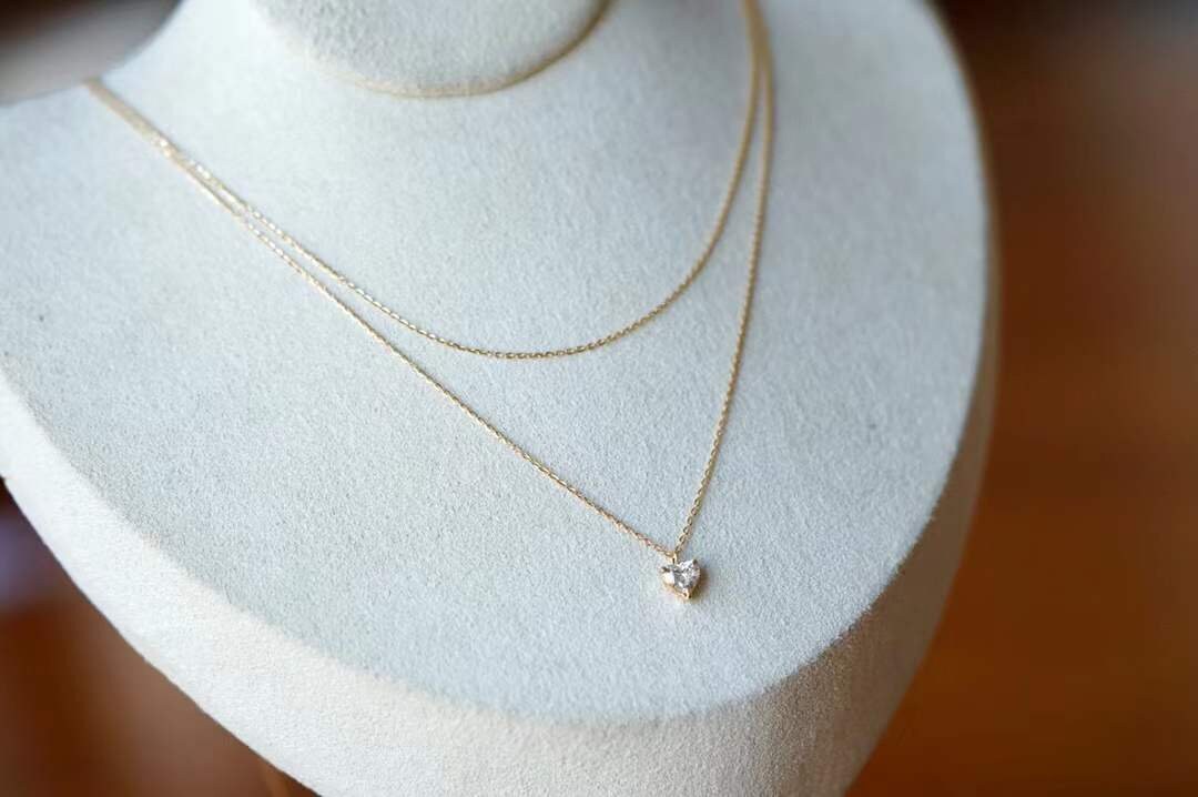 18K Natürliche Diamant Verstellbare Halskette/Echter Herz Oval Pear Teardrop Geburtstagsgeschenk Urlaub Sale 18K Natürliche Diamant Verstellbare Halskette/Echter Herz Oval Pear Teardrop Geburtstagsgeschenk Urlaub Sale von JMgemsDesign
