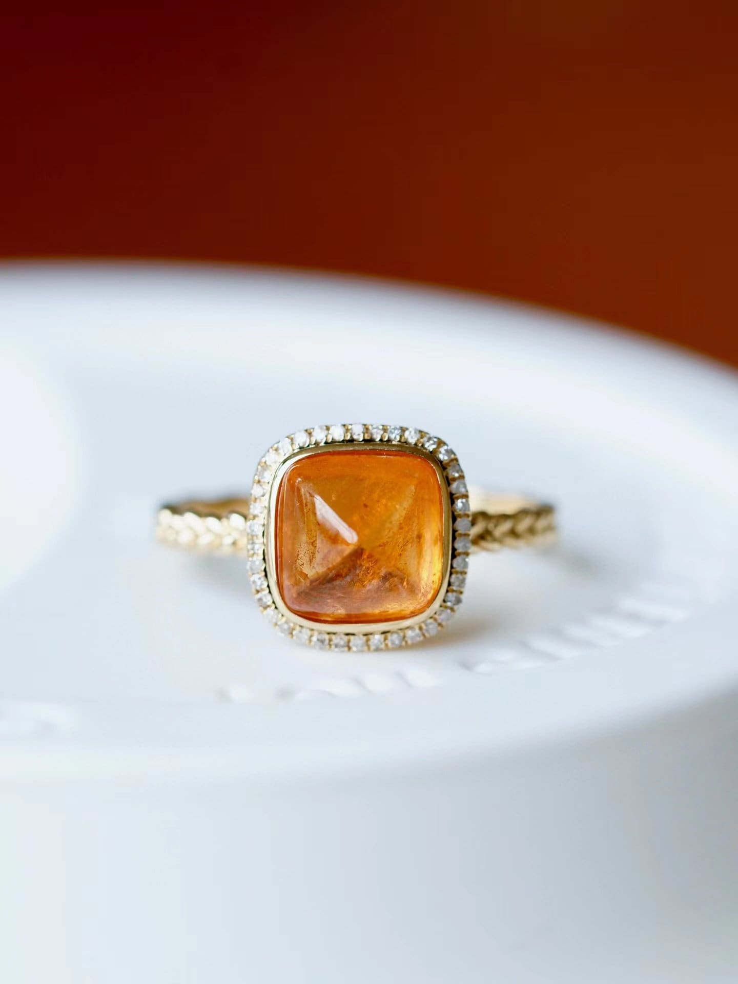 Mandarin Granat Ring Zuckerhut Fanta Orange Halskette in 18K Gold Jubiläumsgeschenk Muttertag Edelstein Damen Edler Schmuck von JMgemsDesign