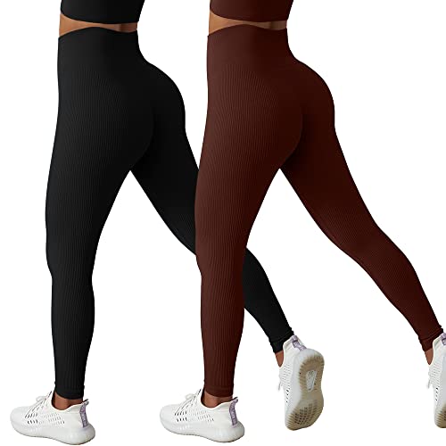 JN JANPRINT 2 Stück Gerippte Hoch Taille Leggings DamenNahtlose Bauch Kontrolle Gym Workout Yoga Hosen Laufen Kompression Leggins JN JANPRINT 2 Stück Gerippte Hoch Taille Leggings DamenNahtlose Bauch Kontrolle Gym Workout Yoga Hosen Laufen Kompression Leggins von JN JANPRINT