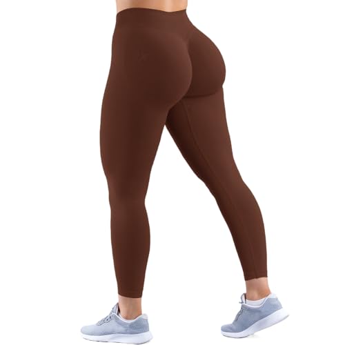 JN JANPRINT Damen Nahtlose Sport Leggings Impact Sporthose Versteckte Scrunch Butt Lifting Medium Taille Tummy Control Po Push Up Gym Yoga Hosen von JN JANPRINT