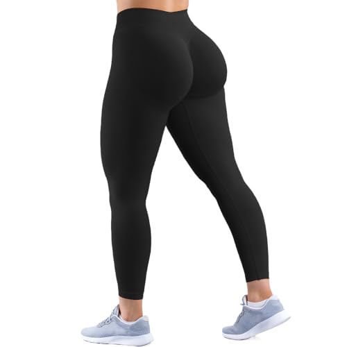 JN JANPRINT Damen Nahtlose Sport Leggings Impact Sporthose Versteckte Scrunch Butt Lifting Medium Taille Tummy Control Po Push Up Gym Yoga Hosen von JN JANPRINT