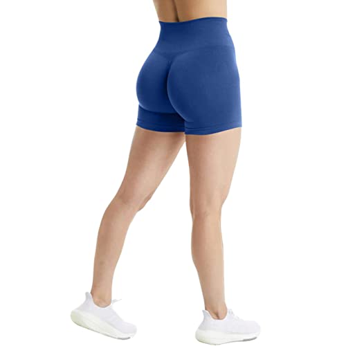 JN JANPRINT Kurze Hose Damen Radlerhose Kurz Sporthose Laufhose Leggings Seamless Scrunch Butt Sportleggins Hohe Taille Shorts für Gym Fitness Workout Yoga Radfahren(Blau,S) von JN JANPRINT