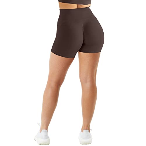 JN JANPRINT Kurze Hose Damen Radlerhose Kurz Sporthose Laufhose Leggings Seamless Scrunch Butt Sportleggins Hohe Taille Shorts für Gym Fitness Workout Yoga Radfahren(Braun,L) von JN JANPRINT