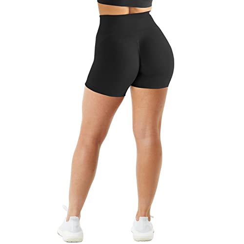 JN JANPRINT Kurze Hose Damen Radlerhose Kurz Sporthose Laufhose Leggings Seamless Scrunch Butt Sportleggins Hohe Taille Shorts für Gym Fitness Workout Yoga Radfahren(Schwarz,M) von JN JANPRINT