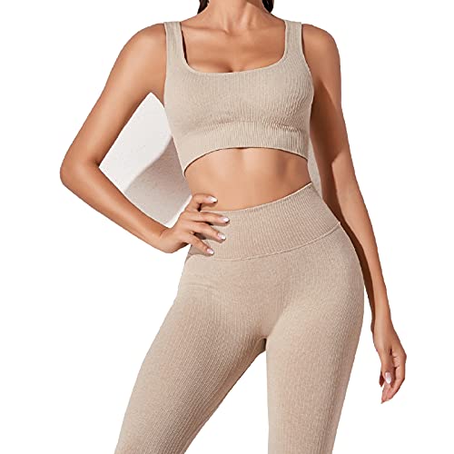 JN JANPRINT Workout-Outfits für Frauen 2-Teiliges Set,Nahtlos Yoga-Outfits Hohe Taille Leggings Sport-BH Damen Trainingsanzüge Set von JN JANPRINT