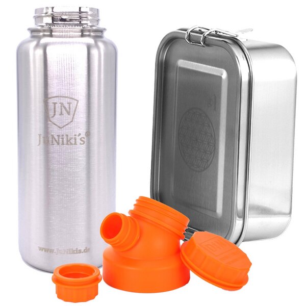 JN JuNiki's Set "Blume des Lebens": Lunchbox + 1 Liter isolierte Edelstahltrinkflasche von JN JuNiki's