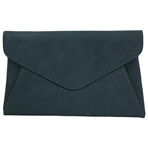 Clutch aus Kunstleder mit Doppeltasche, Marineblau, Medium von JNB