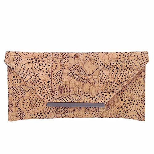 Clutch mit einzigartigem Muster, lasergeschnittener Kork-Umschlag, Schwarz, Medium von JNB