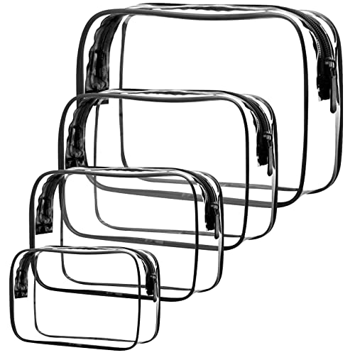 JNBGTU 4 Stück Kulturbeutel Transparent Kosmetikbeutel Durchsichtig Reise Set Reisetasche Transparente Flugzeug Reise Kosmetik Beutel PVC Schminktasche mit Reißverschluss für Männer Frauen Kinder von JNBGTU