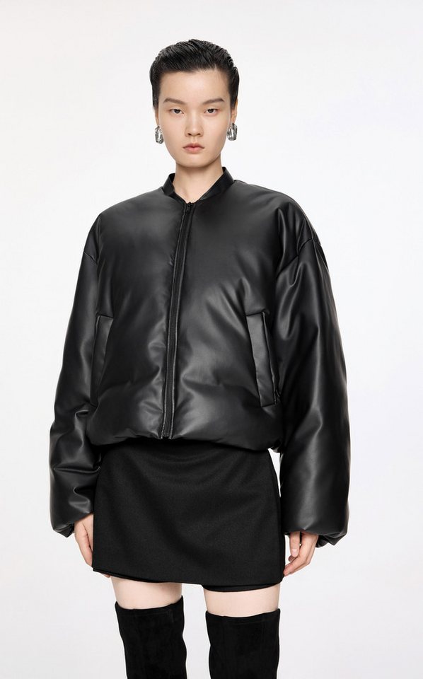 JNBY Daunenjacke Damen Boxy Daunenjacke mit Leder Optik Oberstoff von JNBY