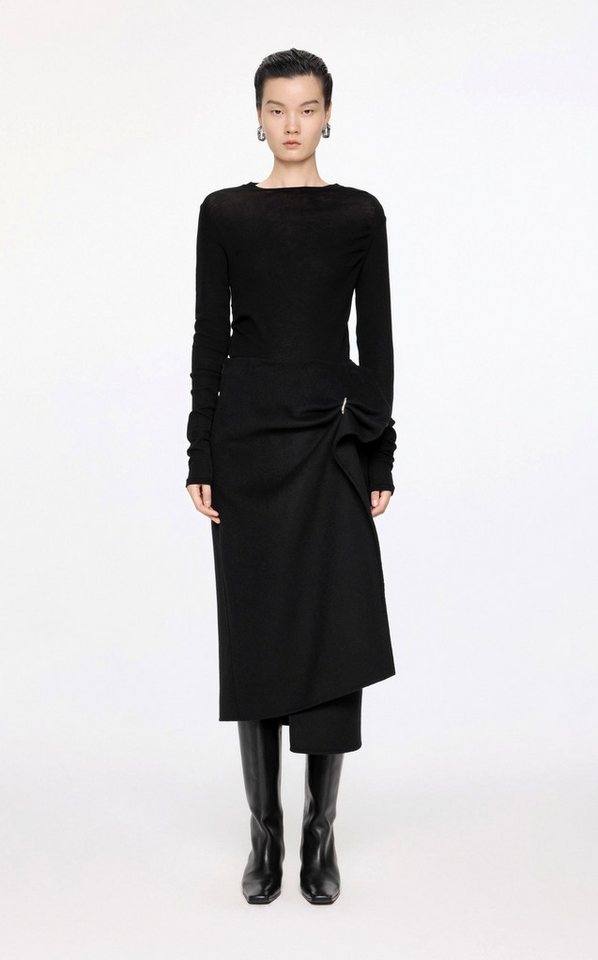 JNBY Sommerrock Damen Regular Rock mit Brosche und seitlichem Reißverschluss Schwarz von JNBY