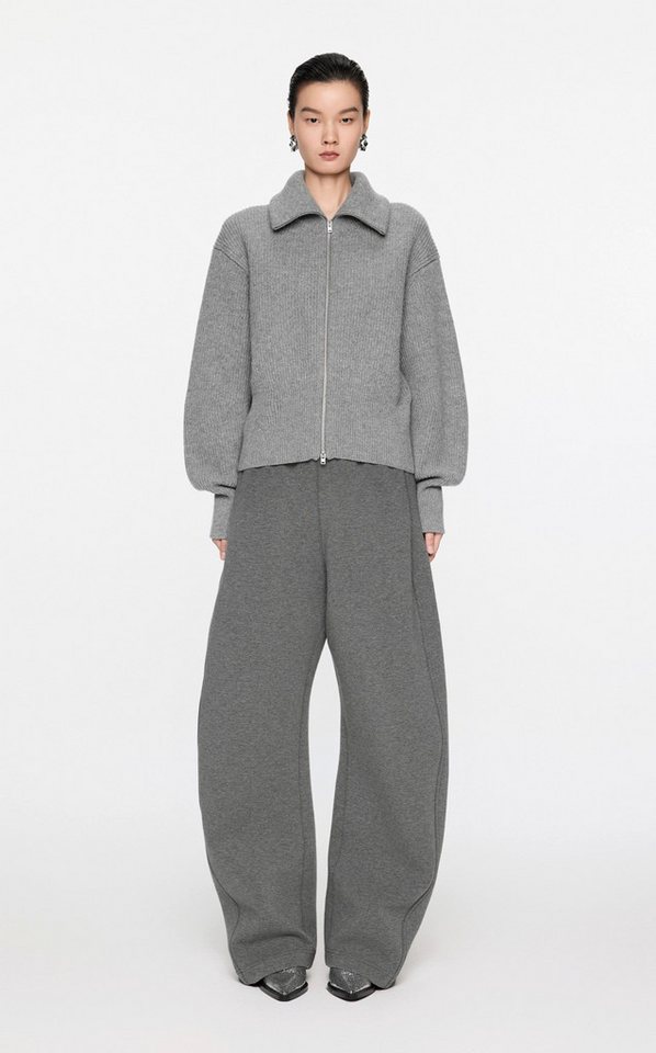 JNBY Strickjacke Grauer Strick-Cardigan mit Zipper & Kragen – Modern & Elegant von JNBY