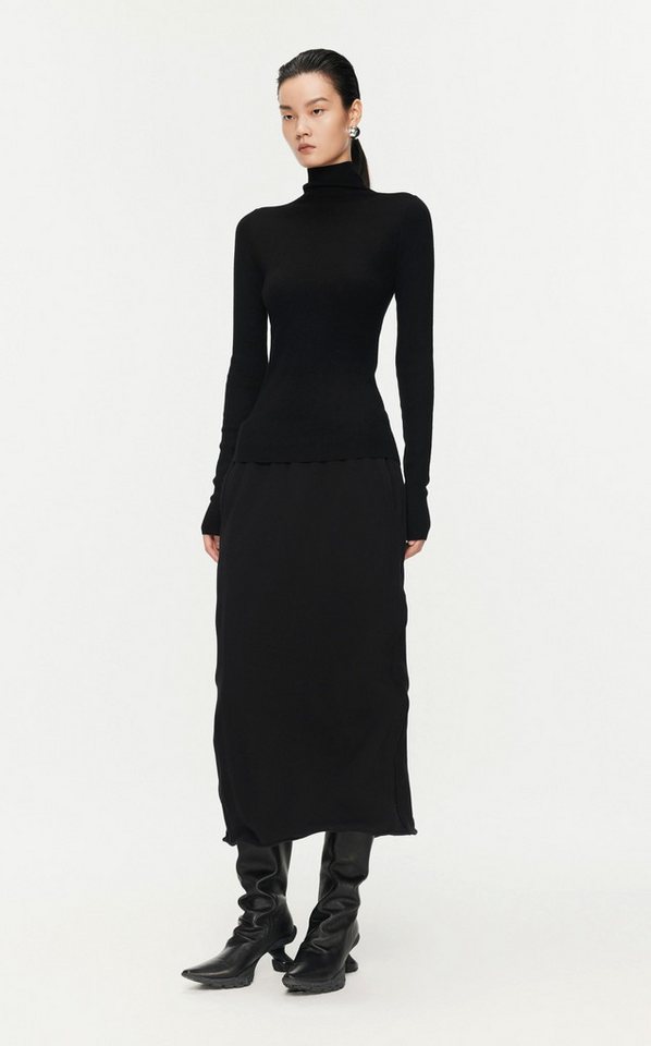 JNBY Strickpullover Damen Slim Strickpullover mit hohem Stehkragen Schwarz von JNBY