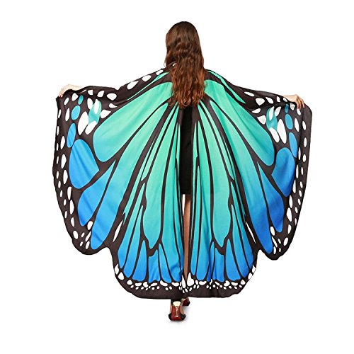 Damen Schmetterling Kostüm Faschingkostüme Schmetterling Schal Flügel Schal Tuch Schmetterlingsflügel Erwachsene Poncho Umhang für Party Halloween Weihnachten Kostüm Cosplay Karneval Fasching(168*135) von JNCH