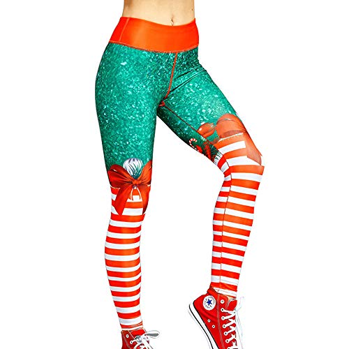 JNCH Damen Leggings Weihnachten Leggins Frauen Karneval Stretch Chrismas Mädchen Sexy Skinny mit Muster Print Bedruckt Tattoo M von JNCH