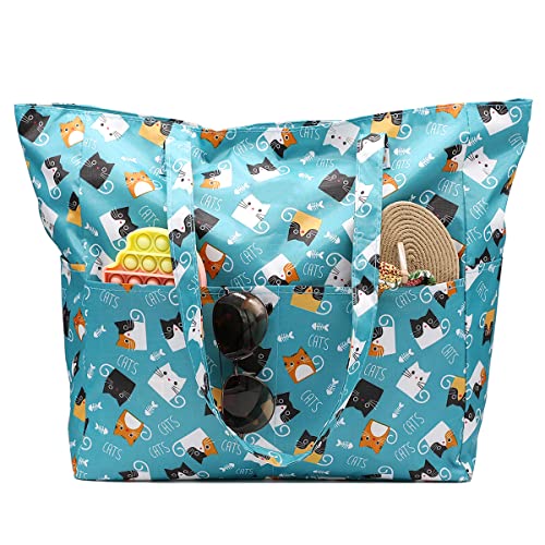 JNF Extra große Strandtasche für Frauen, wasserdicht, faltbar, Pool, Strandtasche, mit Reißverschluss für Schwimmen, Fitnessstudio, Reisen, täglich, Strandtasche Katze, X-Large JNF Extra große Strandtasche für Frauen, wasserdicht, faltbar, Pool, Strandtasche, mit Reißverschluss für Schwimmen, Fitnessstudio, Reisen, täglich, Strandtasche Katze, X-Large von JNF