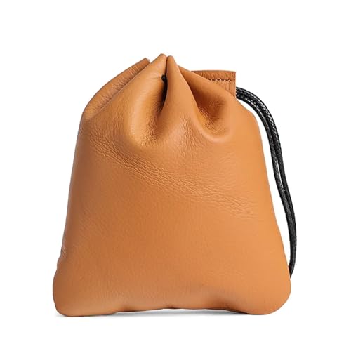 Kosmetiktaschen Echtes Leder Geldbörse Tasche Mann Kordelzug Brieftasche Kleine Schmuck Kosmetik Lagerung Frauen Beutel Geldbörsen for Unisex(Large Brown) von JNHGSHUAISDF