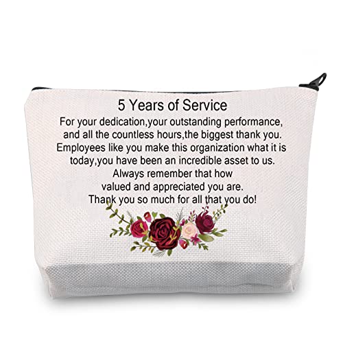 5 Jahre Arbeit Jahrestag Wertschätzung Geschenk für Mitarbeiter 5 Jahre Dienst Kosmetik Make-up Tasche Geschenk für Kollegen, 5 Jahre Servicetasche von JNIAP