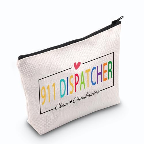 911 Dispatcher Kosmetiktasche für Notfallbediener, Kulturbeutel, Geschenk für Frauen, Ersthelfer, Make-up-Tasche, beige, M von JNIAP