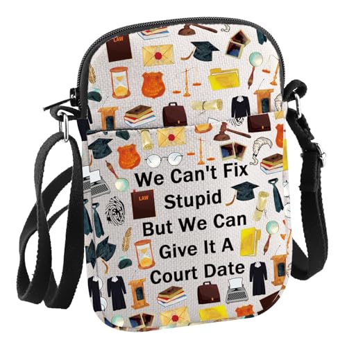 Geschenk für Anwälte und Anwälte mit Aufschrift "We Can't Fix Stupid But We Can Give It A Court Date Cossbody Bag Bar Exam Gift, Court Date C Bag von JNIAP