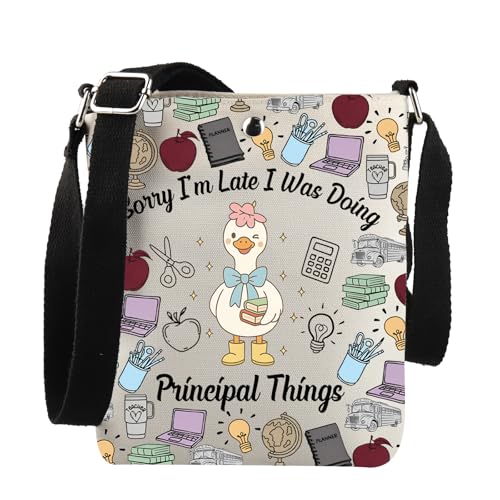 Goose Principal Gift "Sorry I'm Late I Was Doing Principal Things", Umhängetasche, Schulleiter, Wertschätzungsgeschenk, Principal Things C Bag von JNIAP