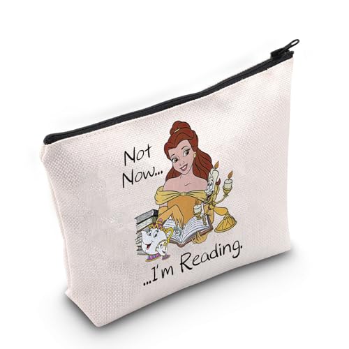 JNIAP Belle Kosmetiktasche mit Aufschrift "Princess Gift Not Now I'm Reading", für Mädchen, Lesegeschenk für Liebhaber, Not Now Tasche von JNIAP