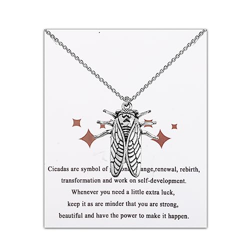 JNIAP Cicada Halskette Zikade Geschenk Zikade Anhänger Schmuck Zikade Insekt Charm Entomologe Geschenk, M, Metall von JNIAP