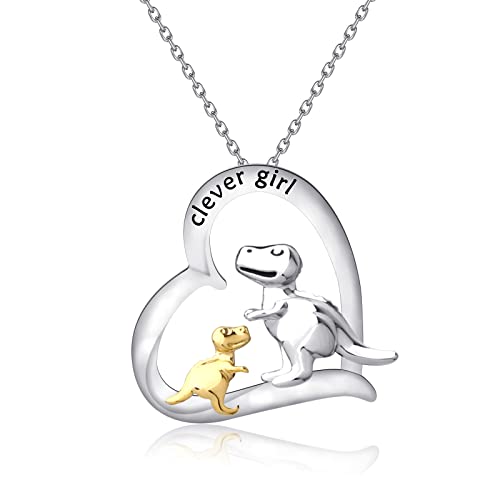 JNIAP Dinosaurier-Halskette, Dinosaurier-Liebhaber, Geschenk für Mädchen, Tochter, Geschenk von Mutter, cleveres Mädchen, Dinosaurier-Dinosaurier-Schmuck für sie, M, Metall von JNIAP