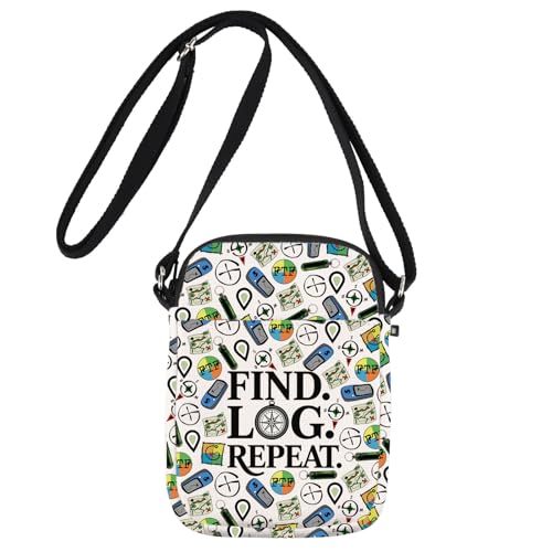 JNIAP Geocaching Crossbody Bag Geocache Lovers Geschenk Geocacher Geschenk Find Log Repeat Treasure Hunting Umhängetasche, Find Log Cb von JNIAP