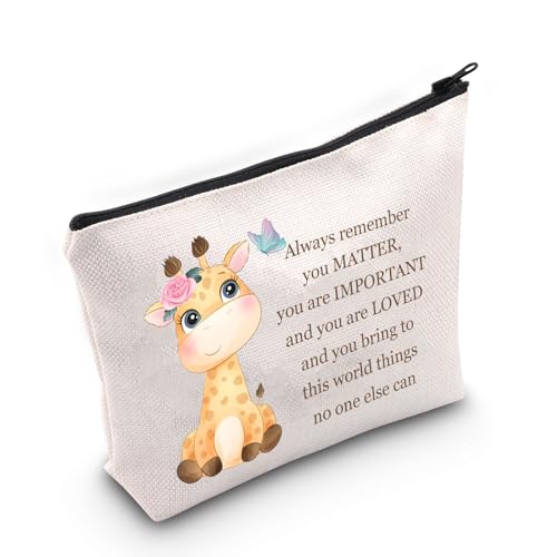 JNIAP Giraffe Kosmetiktasche Giraffe Liebhaber Geschenk Always Remember You Matter Giraffe Make-up Tasche Reißverschluss Tasche für Frauen Tochter, Beige, Neuheit von JNIAP