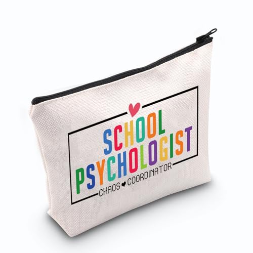 JNIAP Kosmetiktasche für Psychologen zum Schulabschluss, Kulturbeutel, Geschenk für Frauen, Chaos-Koordinatorin, Make-up-Tasche, Beige von JNIAP