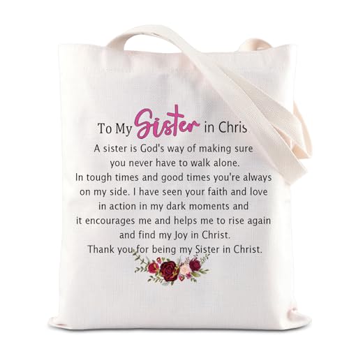 JNIAP Kosmetiktasche mit Aufschrift "Sister In Christ", Geburtstagsgeschenk für Schwester in Christus, Geschenk für Frauen, Make-up-Tasche, christliches Geschenk, Tragetasche für Schwester, modisch von JNIAP