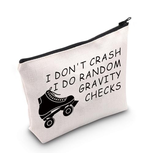 JNIAP Kosmetiktasche mit Rollschuh-Motiv, "I Don't Crash I Do Random Gravity Checks", Geschenk für Mädchen, I Don't Crash Bag von JNIAP