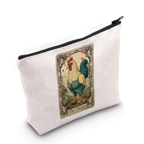 JNIAP Lustige Huhn-Liebhaber-Kosmetiktasche, Mama, Huhnbesitzer, Geschenk für Frauen, The Chicken Farmer, Make-up-Tasche, Reisetasche, Beige von JNIAP