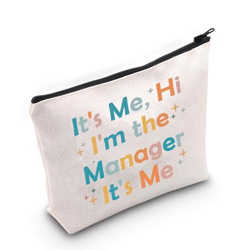 JNIAP Lustige Kosmetiktasche mit Aufschrift "It's Me Hi I'm The Manager", Geschenk für Frauen, Chefführer, Make-up-Tasche, Beige, Neuheit von JNIAP