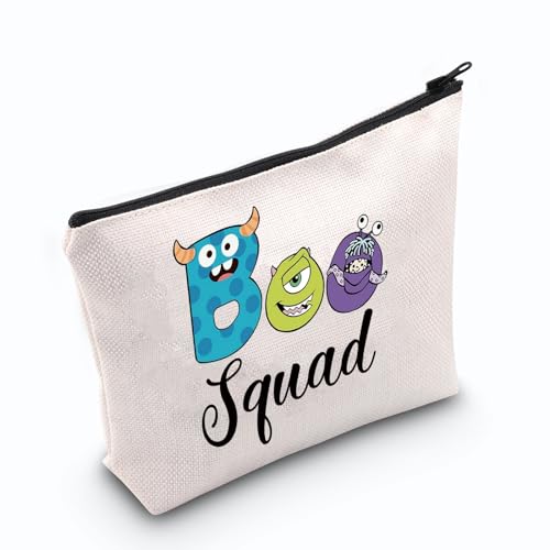 JNIAP Monster Movie Kosmetiktasche Boo Squad Monsters Make-up-Tasche für Frauen Reisetasche Kulturbeutel mit Reißverschluss, Beige von JNIAP