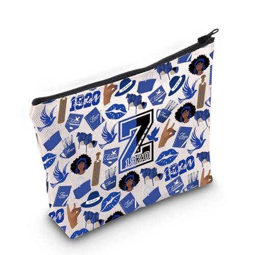 JNIAP Sorority Gift ZPB Kosmetiktasche 1920 Zeta Griechisches Geschenk Finer Women Zipper Makeup Bag, Weiss/opulenter Garten, Kosmetiktasche von JNIAP