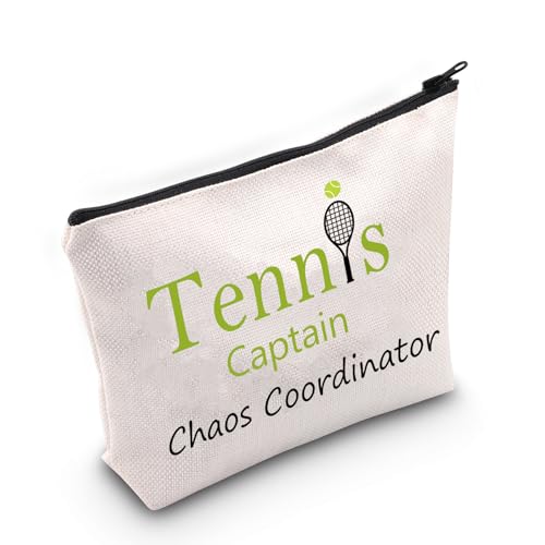 JNIAP Tennis Captain Kosmetiktasche Tennis Captain Geschenke für Frauen Tennis Team Captain Chaos Koordinator Make-up-Tasche, Beige von JNIAP