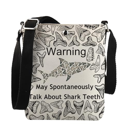 Shark Tooth Hunter Gift May Spontaneously Talk About Shark Teeth Crossbody Bag Megalodon Enthusiast Gift, Spontan Xk von JNIAP