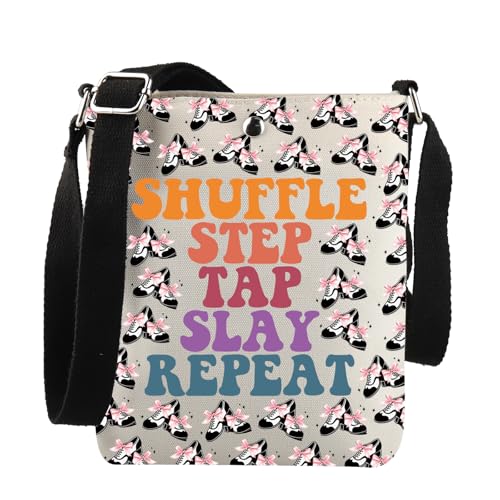Tap Dance Geschenk Shuffle Step Tap Slay Repeat Crossbody Bag Dance Recital Geschenk für Tänzer, Shuffle Step Tap C Bag von JNIAP