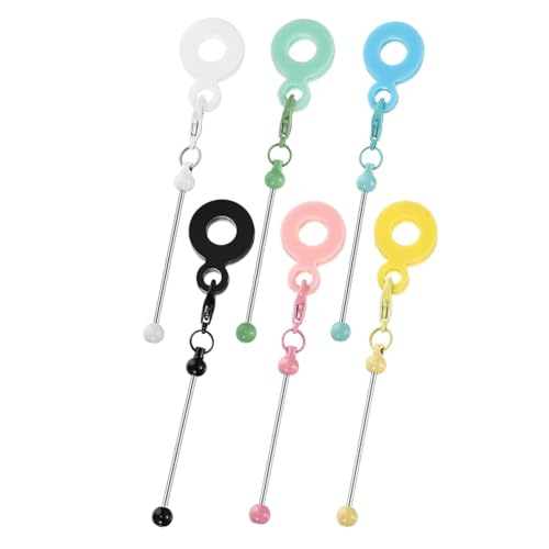 JNJOOD 6pcs Gemischte Farbkanal -Perlen -Becher -Strohhalm - DIY Perlen Bar Stroh -Charme -Adapter für Tassenanhänger von JNJOOD