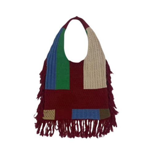 JNJOOD Gehäkelte Ästhetik Schultertasche Vintage Patchwork Quaste Tote Tasche Mode Design Tasche B JNJOOD Gehäkelte Ästhetik Schultertasche Vintage Patchwork Quaste Tote Tasche Mode Design Tasche B von JNJOOD