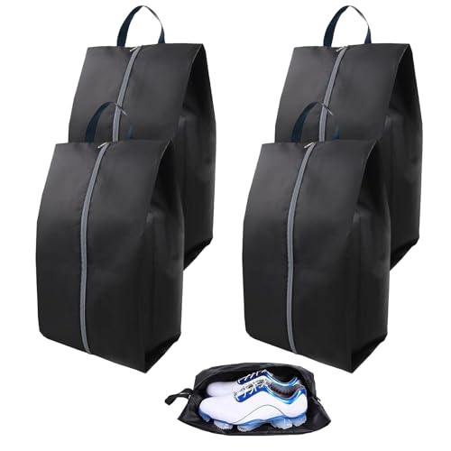 4 x Schuhbeutel, praktische Schuh-Aufbewahrungstasche für Herren und Damen, Reisebedarf, Schuh-Staubbeutel, Reise-Schuhbeutel mit Reißverschluss und Griff, verwendet für Schuhaufbewahrung (schwarz), von JNOUCS