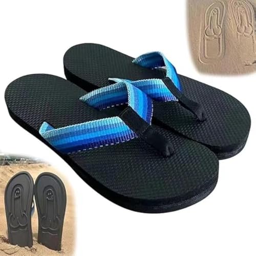 JNRCE Creative Flip Flops – Lustige Strandsandalen mit verstecktem Design – schnell trocknende Slides für Herren – Neuheit Gag Geschenk, Blau, 8.5-9 Wide Women/7.5-8 Wide Men von JNRCE