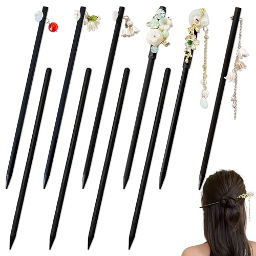 10 Stück Chinesische Haarnadel, Vintage Holz Haarstäbchen Mit Blumen und Troddeln, Haar Essstäbchen Hair Stick Haarnadel-Accessoires Für Damen 10 Stück Chinesische Haarnadel, Vintage Holz Haarstäbchen Mit Blumen und Troddeln, Haar Essstäbchen Hair Stick Haarnadel-Accessoires Für Damen von JNYUTEEN