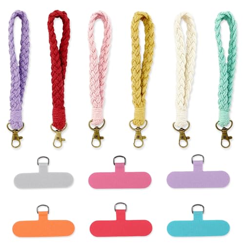 JNYUTEEN 6 Stück Boho Schlüsselanhänger, Makramee Schlüsselanhänger Schlüsselband Kurz mit 6 Stück Hängeschnalle, Handgefertigt Armband Schlüsselband für Männer Frauen JNYUTEEN 6 Stück Boho Schlüsselanhänger, Makramee Schlüsselanhänger Schlüsselband Kurz mit 6 Stück Hängeschnalle, Handgefertigt Armband Schlüsselband für Männer Frauen von JNYUTEEN