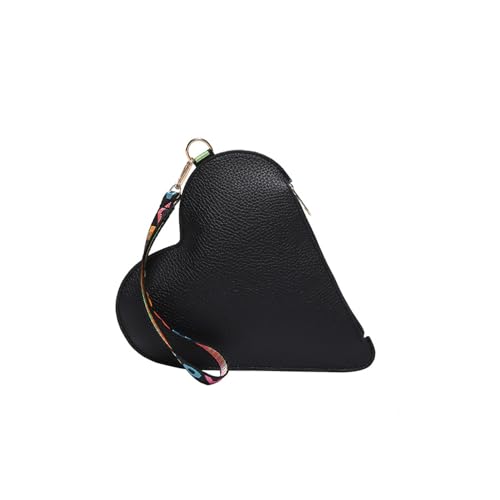 JNZGYBW Damen Kleine Clutch, Herz Wristlet Bag, Portable Wristlet Bag, Schwarz von JNZGYBW