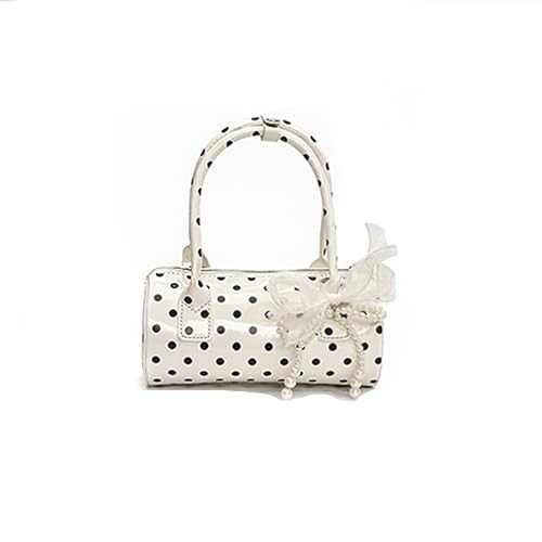 JNZGYBW Damen Polka Dot Top Griff Tasche Zylindrisch mit Reißverschluss Casual Schultertasche von JNZGYBW