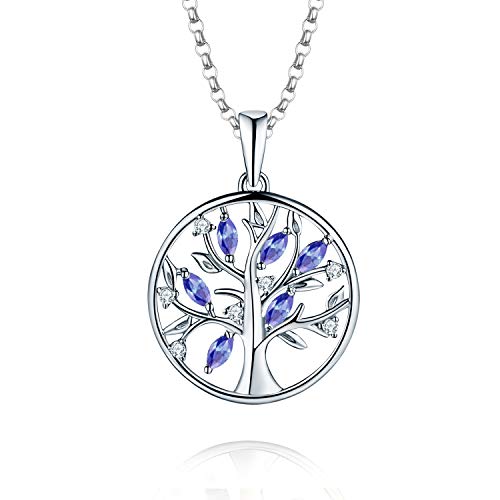 JO WISDOM Halskette Baum des Lebens,Kette anhaenger Silber 925 lebensbaum Familie Anhänger Halskette mit 3A Zirconia Dezember Geburtsstein Tansanit Farbe,Schmuck für Frauen Damen von JO WISDOM