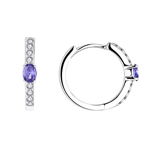 JO WISDOM Creolen Ohrringe Silber 925 Damen mit 3A Zirkonia Dezember Geburtsstein Tansanit Farbe,Schmuck für Frauen von JO WISDOM